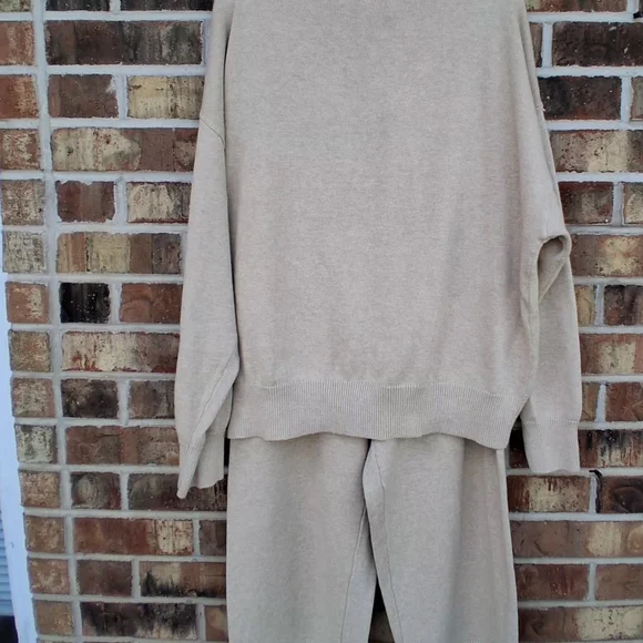 Free People Solar Sweater Set In "Sand Dollar" Beach Lounge Cardigan Pants XL FP - Picture 4 of 14